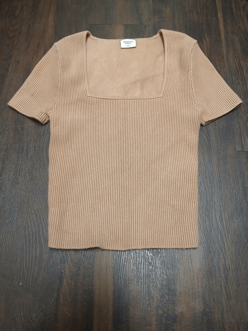 Abercrombie & Fitch Square Neck Ribbed Tank - Camel/Tan